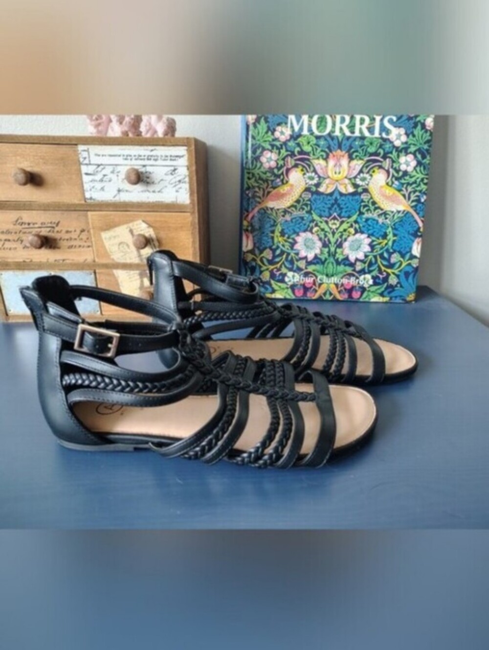 Addition-Elle Black Gladiator Sandal 8 Wide